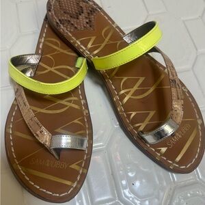 Sam & Libby Neon Yellow and Silver Sandals